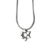 Star of David Pendant Necklace Silver CZ Snake Chain 1mm